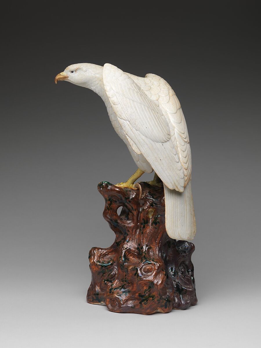 Hawk on a Tree Stump, Porcelain with enamels (Hizen ware, Hirado type), Japan