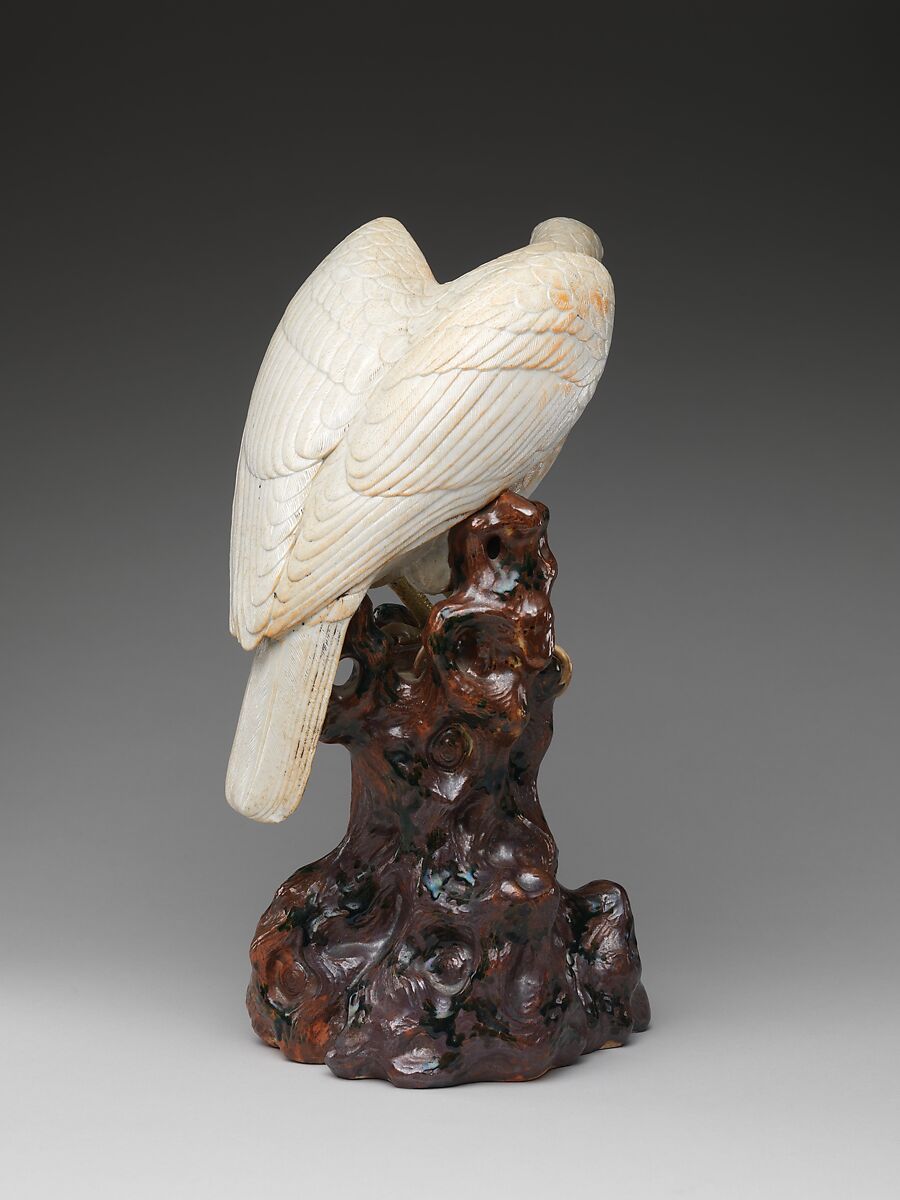Hawk on a Tree Stump, Porcelain with enamels (Hizen ware, Hirado type), Japan