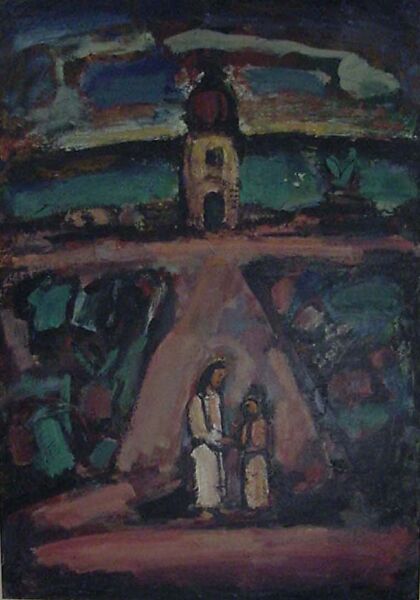 Legendary Landscape, Georges Rouault (French, Paris 1871–1958 Paris), Oil on paper, mounted to canvas 