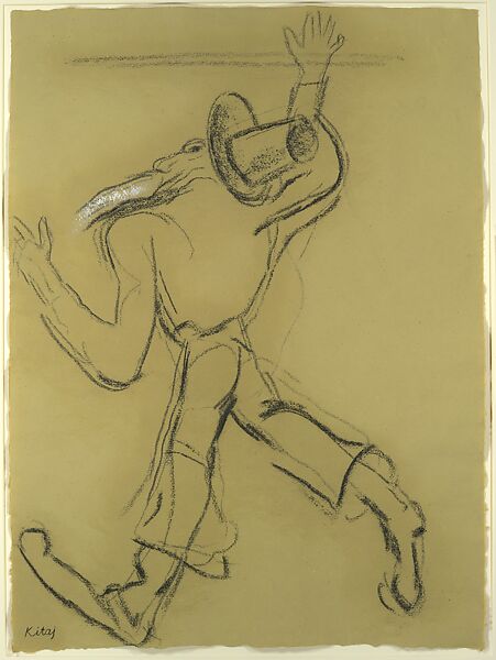 Self-Portrait as a Hasidic Dancer (After Max Weber), R.B. Kitaj (American, Cleveland, Ohio 1932–2007 Los Angeles, California), Charcoal and (white) pastel on paper 
