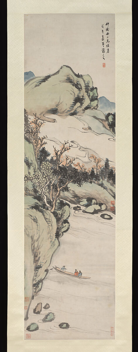 Landscape, Wu Xizai (Chinese, 1799–1870), Hanging scroll; ink and color on paper, China 