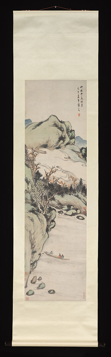 Landscape, Wu Xizai (Chinese, 1799–1870), Hanging scroll; ink and color on paper, China