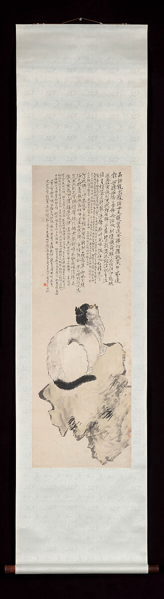 Cat, Wang Li (Chinese, 1813–1879), Hanging scroll; ink and color on paper, China