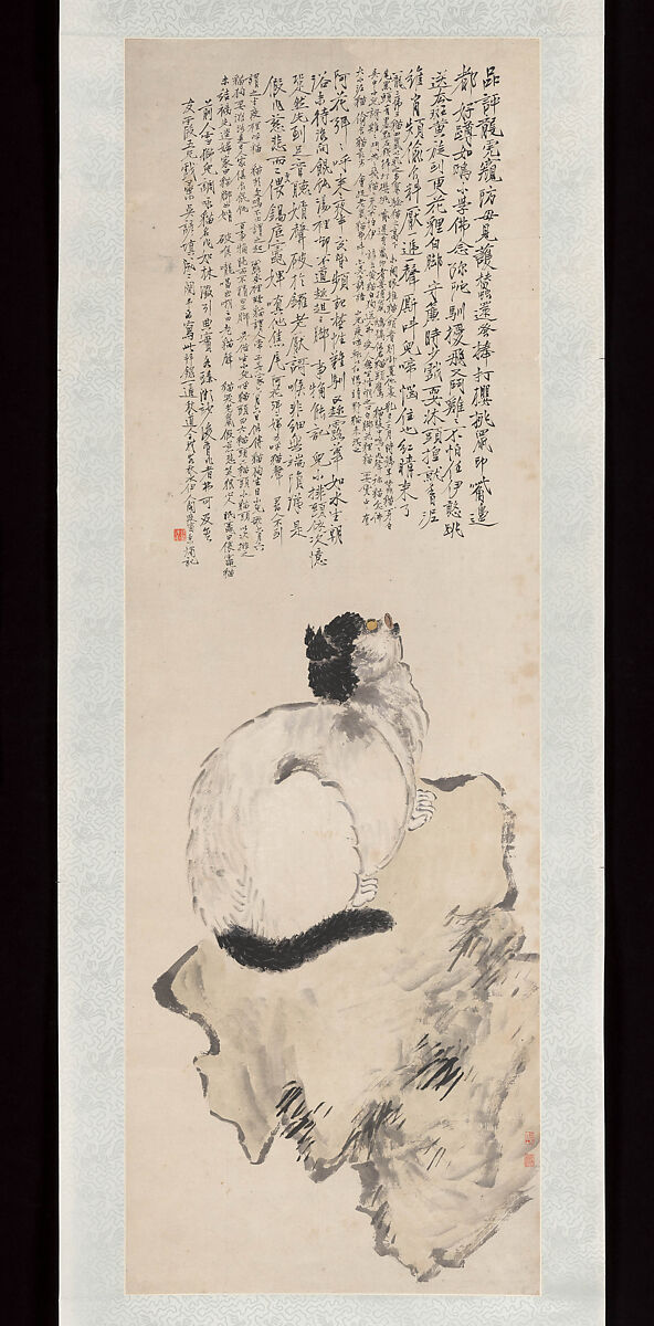 Cat, Wang Li (Chinese, 1813–1879), Hanging scroll; ink and color on paper, China 