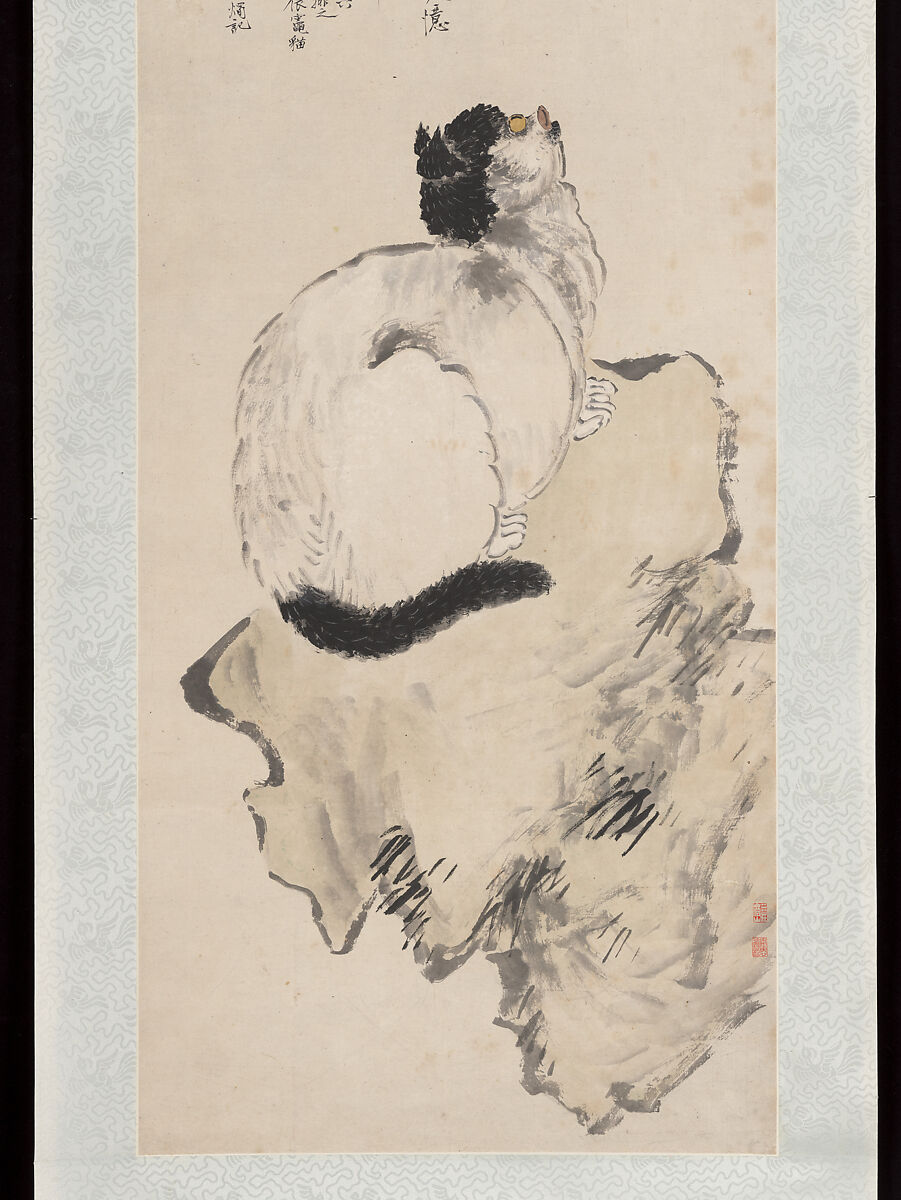 Cat, Wang Li (Chinese, 1813–1879), Hanging scroll; ink and color on paper, China