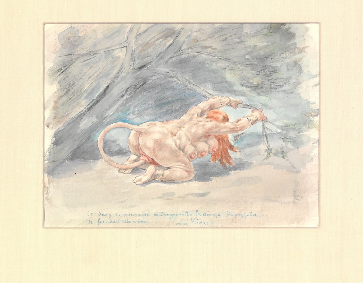 Untitled, Félicien Rops (Belgian, Namur 1833–1898 Essonnes), Watercolor with colored pencil over graphite on paper 