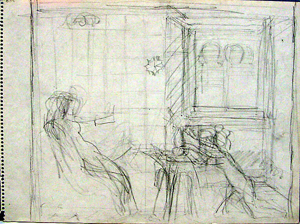 Girl Before Her Dressing Table (recto); Lovers (verso), Balthus (Balthasar Klossowski) (French, Paris 1908–2001 Rossinière), Graphite on paper 
