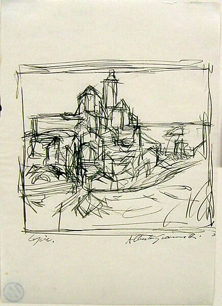 Hill Town, Alberto Giacometti (Swiss, Borgonovo 1901–1966 Chur), Ink on paper 