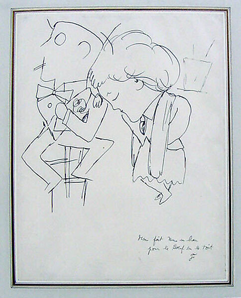 Couple at Le Boeuf sur le Toit, Jean Cocteau (French, Maisons-Laffitte 1889–1963 Milly-la-Forêt), Pen and black and brown inks on paper 