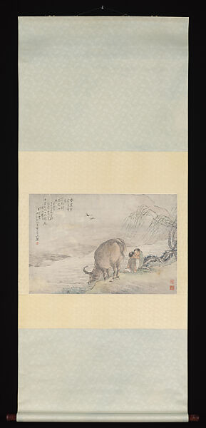 Herd-boys and Buffalo, Qian Huian (Chinese, 1833–1911), Hanging scroll; ink and color on paper, China