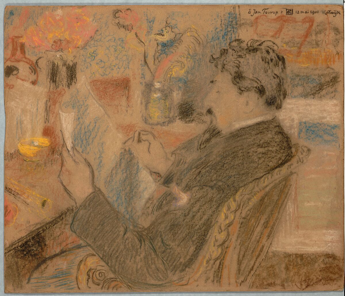 Portrait of Jan Toorop, Georges Lemmen (Belgian, 1865–1916), Pastel on paperboard 