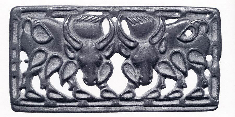Plaque with Two Yaks, Bronze, North China 