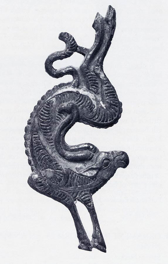 Plaque in the Shape of an Ibex, Gilt bronze, North China 