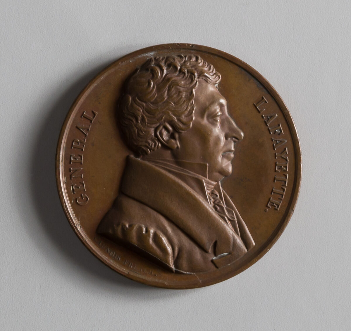 Medal of the Marquis de Lafayette, François Augustin Caunois (French, 1787–1859), Bronze 