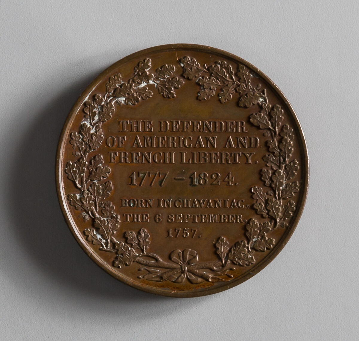 Medal of the Marquis de Lafayette, François Augustin Caunois (French, 1787–1859), Bronze