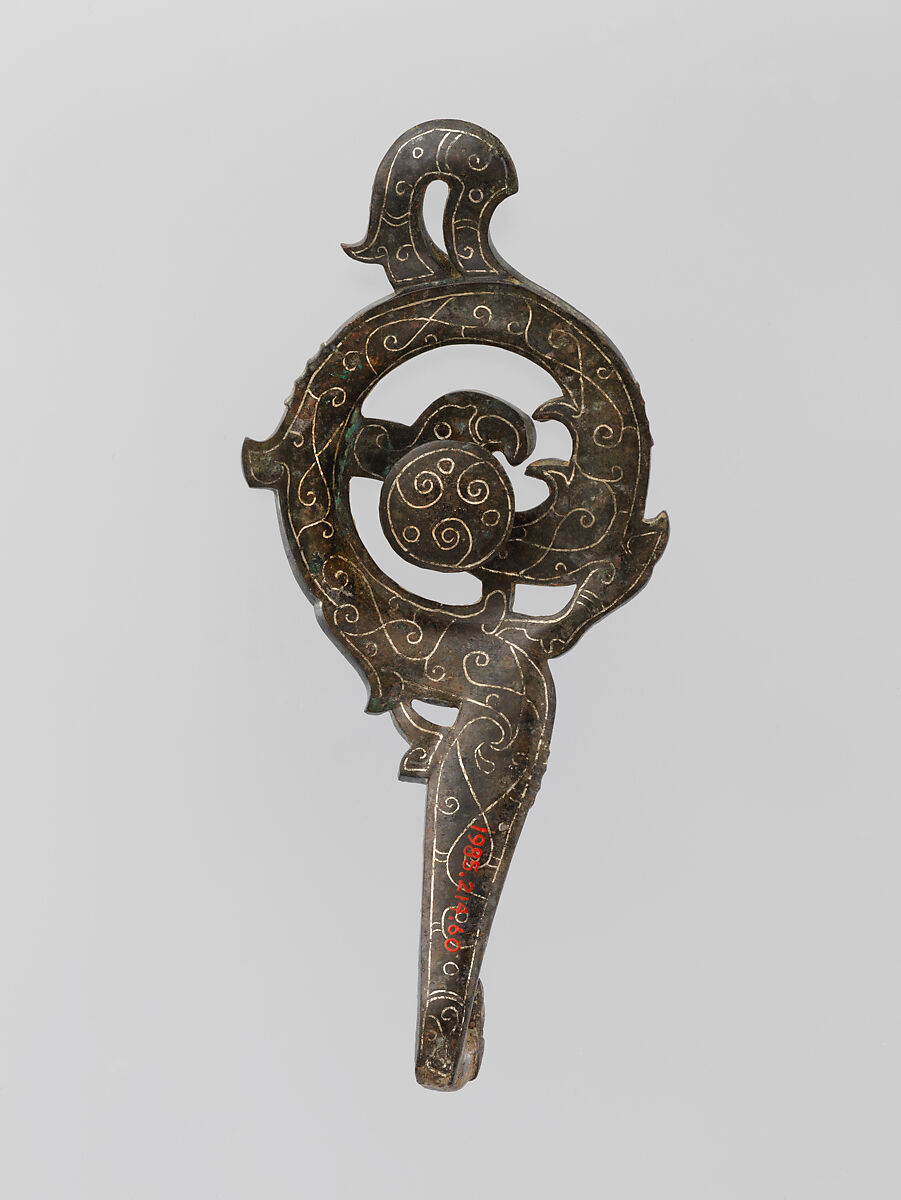 Belt hook, Bronze inlaid with gold and silver, China
