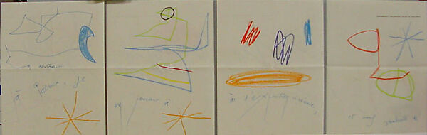 Illustrated letter to William S. Lieberman, Joan Miró (Spanish, Barcelona 1893–1983 Palma de Mallorca), Pen and ink and colored crayons on stationary paper