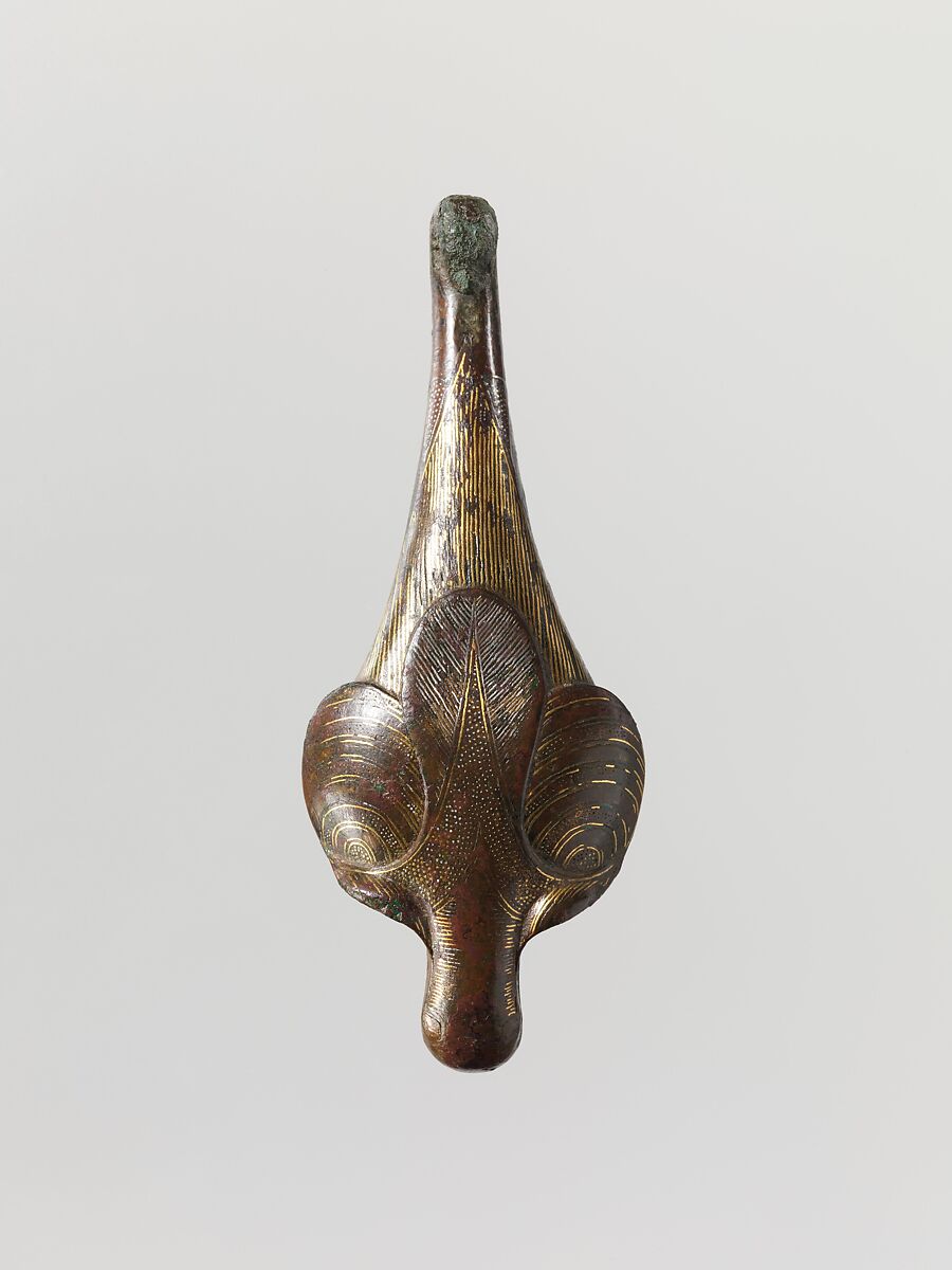 Belt hook, Bronze inlaid with gold and silver, China 