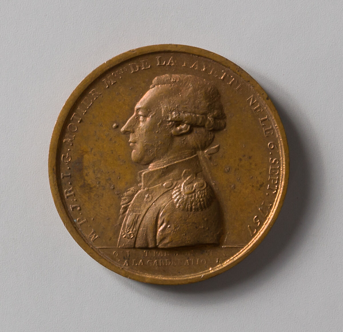 Medal of the Marquis de Lafayette, Pierre Simon Benj. Duvivier (French, Paris 1730–1819 Paris), Gilt bronze 