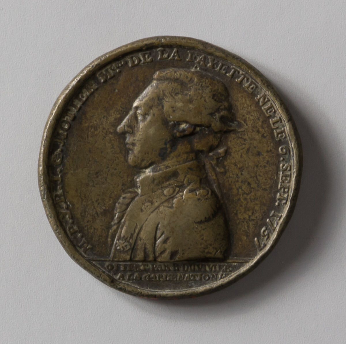 Medal of the Marquis de Lafayette, Pierre Simon Benj. Duvivier (French, Paris 1730–1819 Paris), Probably brass 