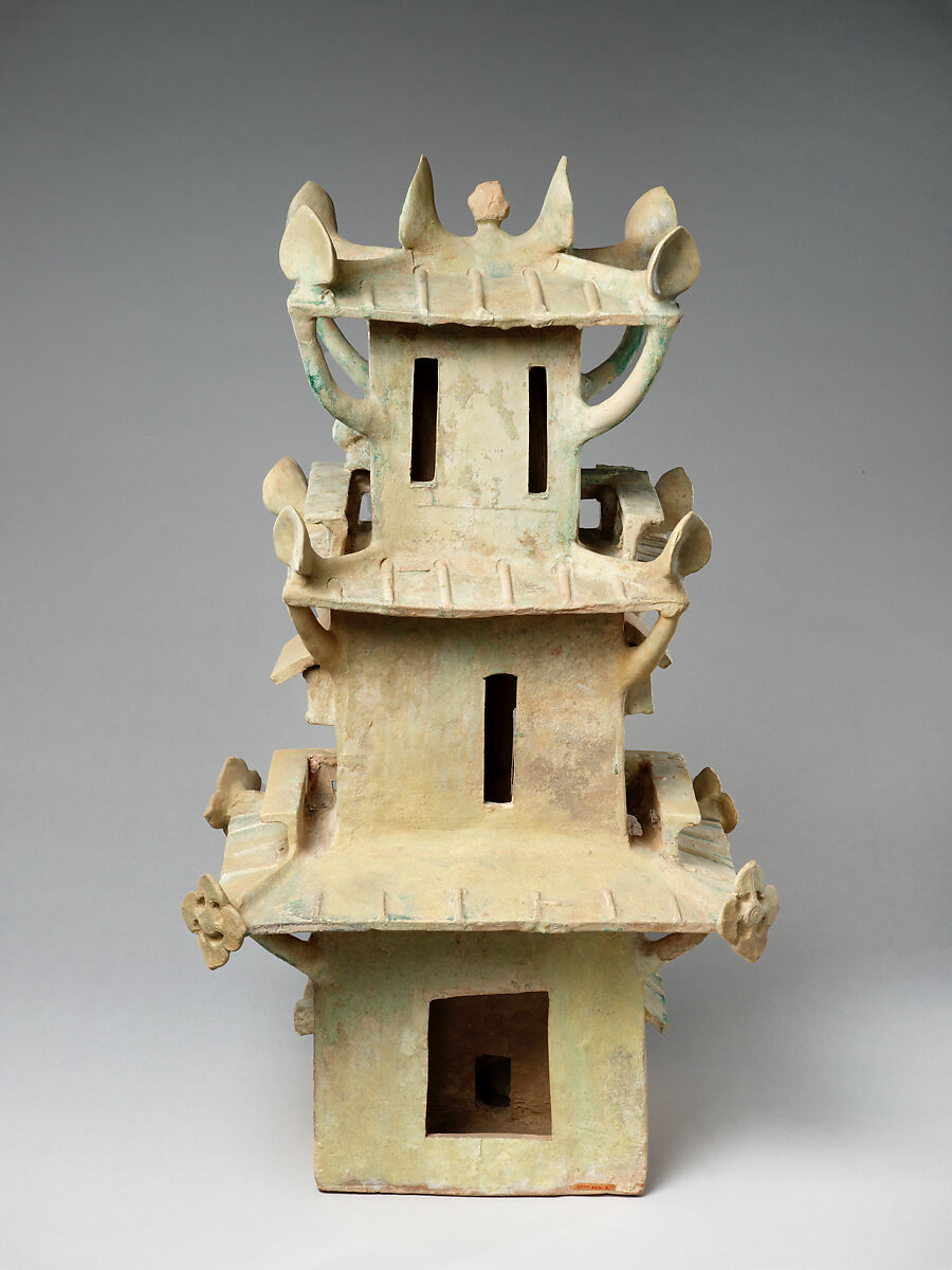 Multistoried Watchtower with Front Court, Earthenware with green lead glaze, China