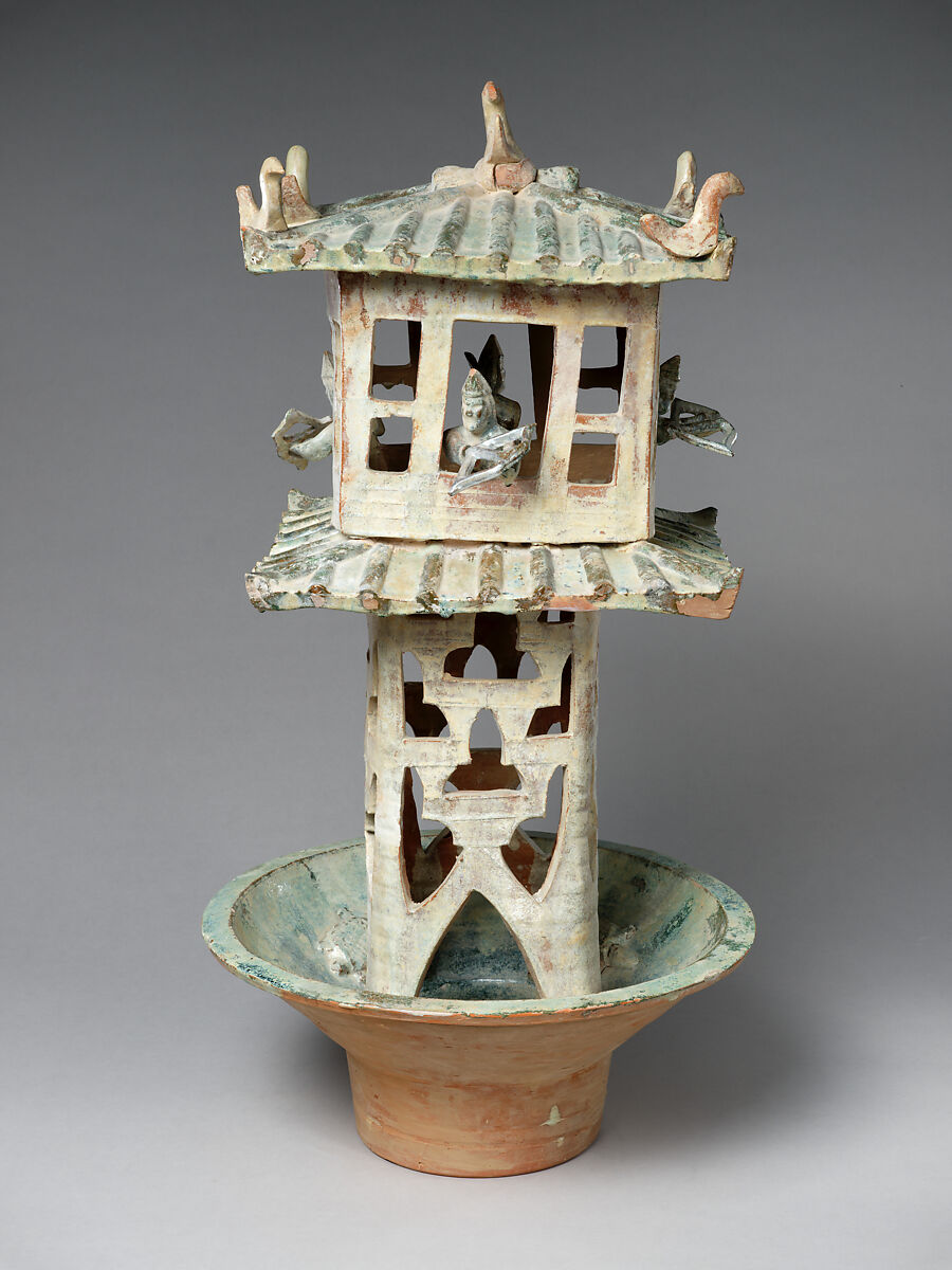 Watchtower with Four Archers, Earthenware with green lead glaze, China