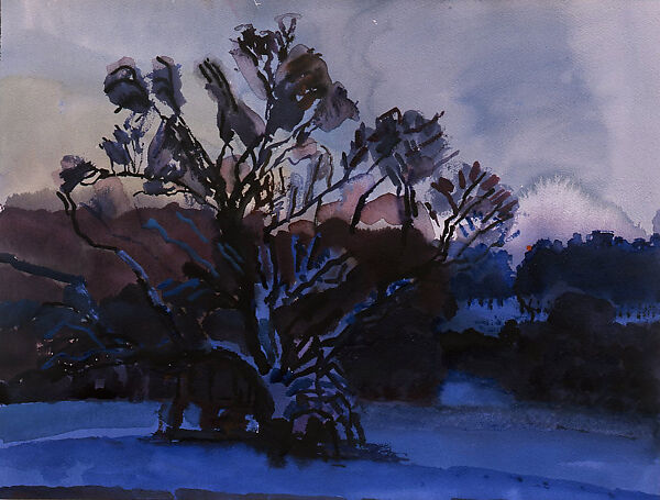 Westbury: Winter, Blue, Graham Nickson (British, born Lancashire, 1946), Watercolor on paper 