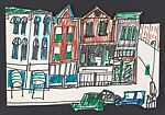 Study for "The Block" [rows of buildings], Romare Bearden (American, Charlotte, North Carolina 1911–1988 New York), Color marker and graphite on paper 