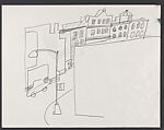 Study for "The Block" [lamppost] (recto); Study for "The Block" [buildings] (verso), Romare Bearden (American, Charlotte, North Carolina 1911–1988 New York), Graphite on paper 