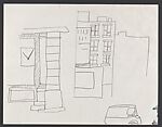 Study for "The Block" [lamppost] (recto); Study for "The Block" [buildings] (verso), Romare Bearden (American, Charlotte, North Carolina 1911–1988 New York), Graphite on paper (recto and verso)