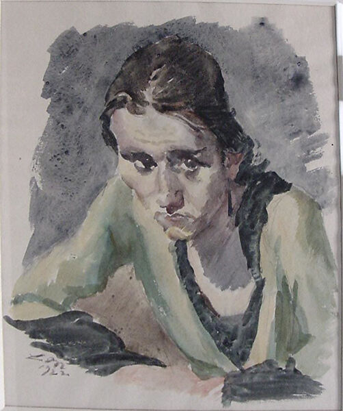 Portrait of a Young Girl, Ludwig Meidner (German, 1884–1966), Watercolor and graphite on paper 