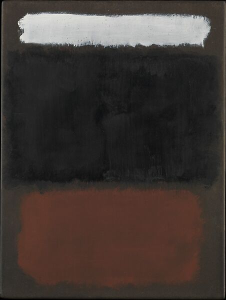 Untitled (White, Black, Rust, on Brown), Mark Rothko (American (born Russia, now Latvia), Dvinsk 1903–1970 New York), Acrylic on paper, mounted on wood panel 