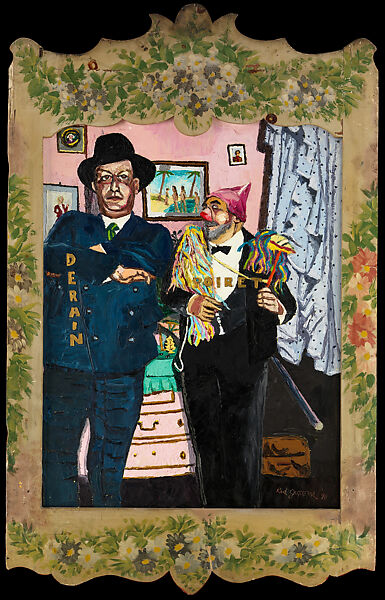 Derain and Poiret, Red Grooms (American, born Nashville, Tennessee, 1937), Oil on canvas, with cut and painted cardboard collage elements and painted wooden frame. 