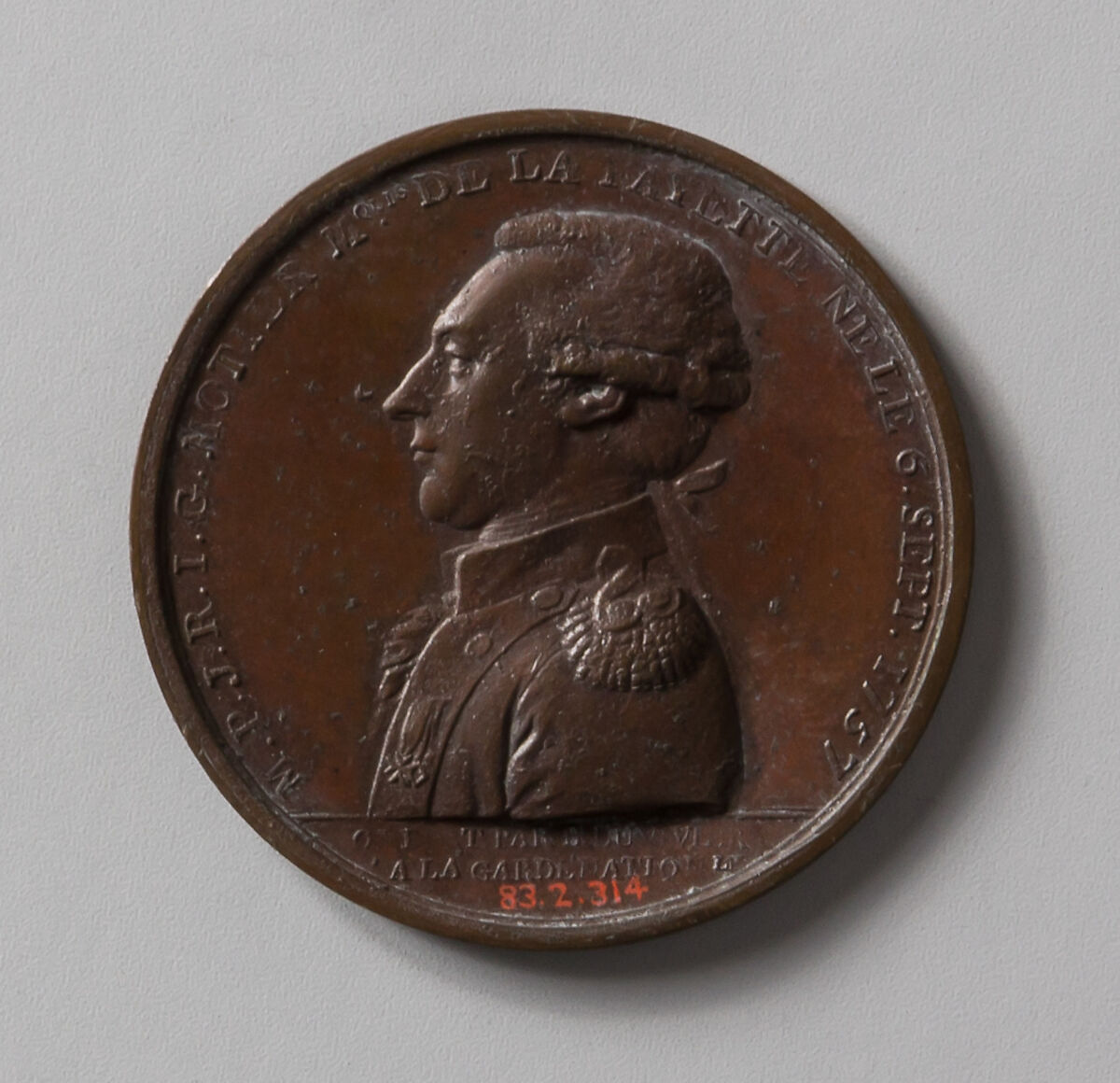 Medal of the Marquis de Lafayette, Pierre Simon Benj. Duvivier (French, Paris 1730–1819 Paris), Bronze 