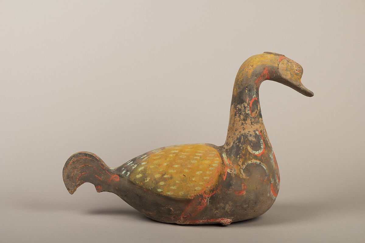 Vessel in the Shape of a Goose (Zun), Earthenware with pigment, China