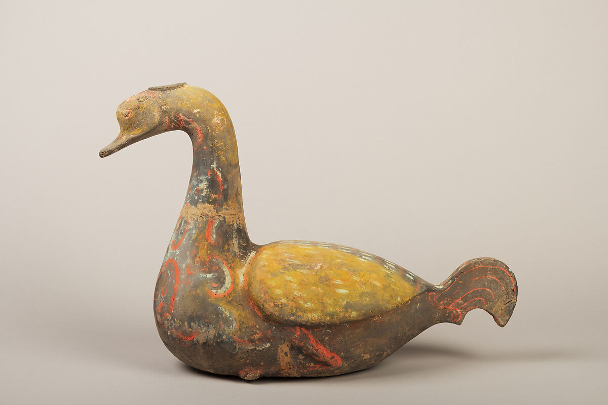 Vessel in the Shape of a Goose (Zun), Earthenware with pigment, China 