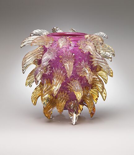 Pink Venetian with Clear and Gold Prunts