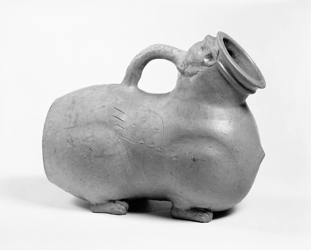 Vessel in the Shape of a Tiger (Huzi), Porcelain with green glaze, China 