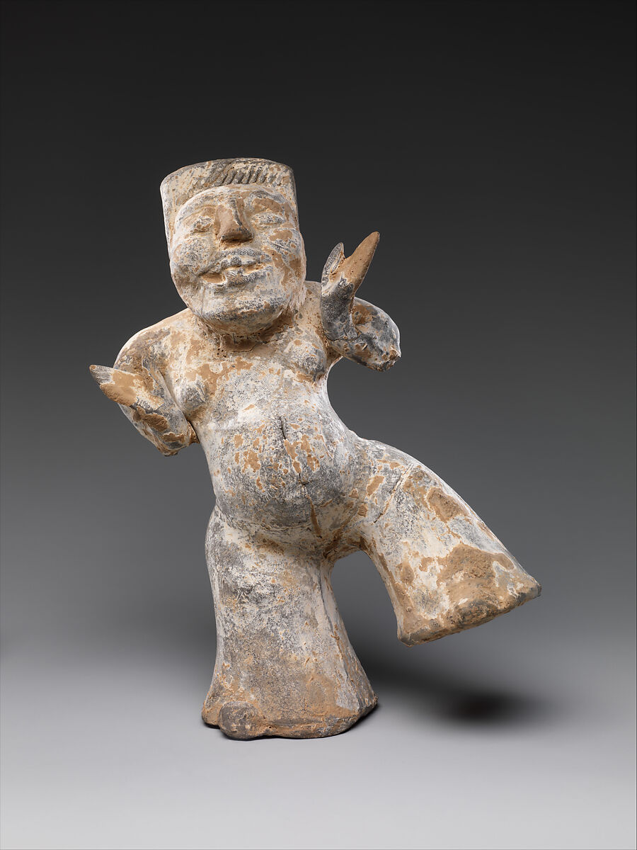 Rustic Dancer, Earthenware with traces of pigments, China 