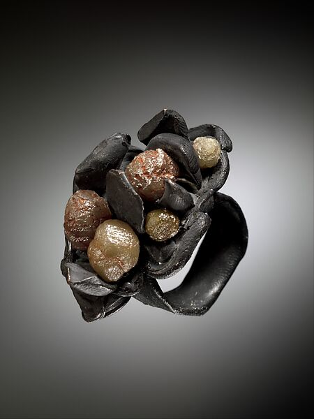 Ring, Karl Fritsch  German, Oxidized silver, rough diamonds