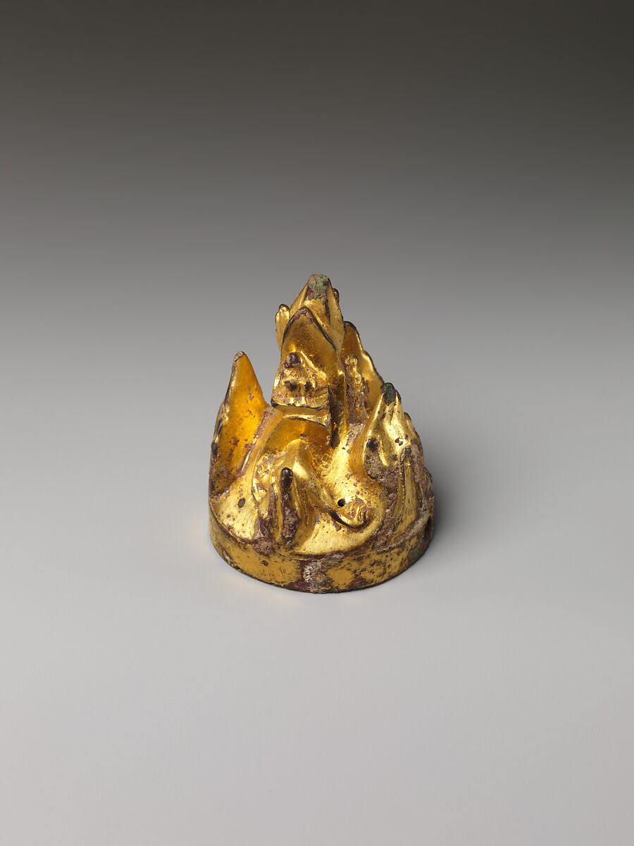 Top of a bridge pin, Gilt bronze, China 