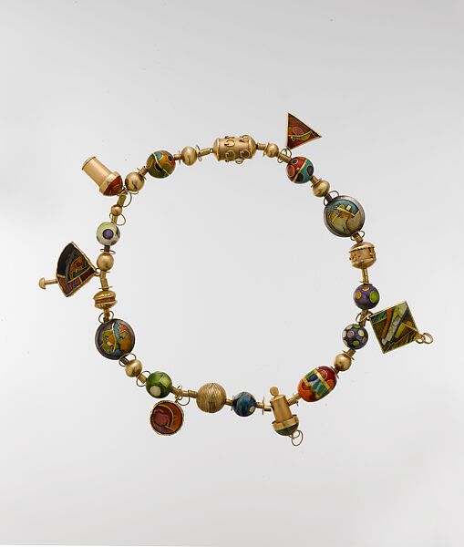 "Magic Beads" Necklace, William Harper (American, born Bucyrus, Ohio, 1944), 14K gold, 24K gold, gold cloisonné on silver and gold 