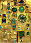Brooch, Hermann Jünger (German, Hanau 1928–2005 Pöring), 18K gold, emeralds, chrysoprase, sapphires, opals, lapis lazuli, and enamel