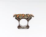 Ring, Sabine Klarner (German, born Istanbul, Turkey 1957), Silver, coral, garnet, topaz, carnelian, and gold