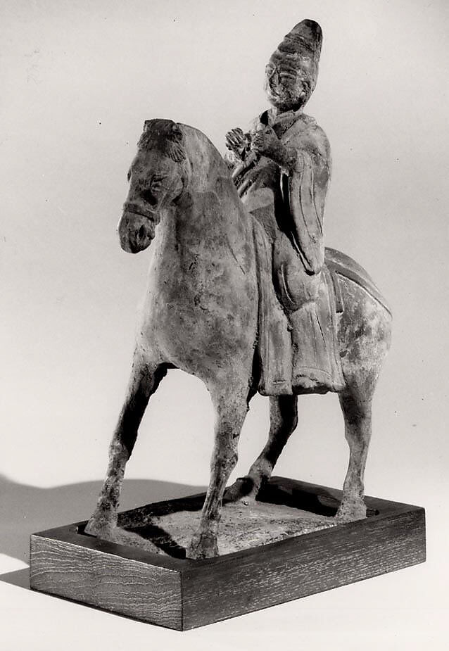 Official on Horseback, Earthenware with pigment, China 