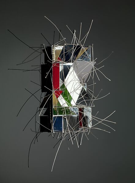 Brooch, Peter Skubic (Austrian (born Yugoslavia), Gornji-Milanovac, 1935), Stainless steel, enamel, cable tubing, lacquer, gold leaf, and printed paper 