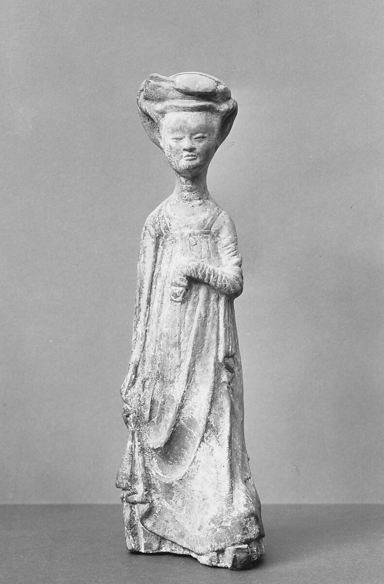 Female attendant, Glazed earthenware with pigment, China