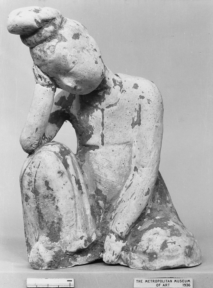 Resting dancer, Earthenware with pigment, China 