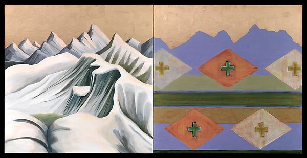 Wallowa Mountains Memory, Variation, Kay WalkingStick (American and Citizen of the Cherokee Nation of Oklahoma, born Syracuse, New York, 1935), Oil and gold leaf on wood panel 