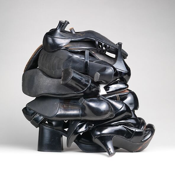 Shine, Willie Cole (American, born Newark, New Jersey, 1955), Shoes, steel wire, monofilament line, washers, and screws